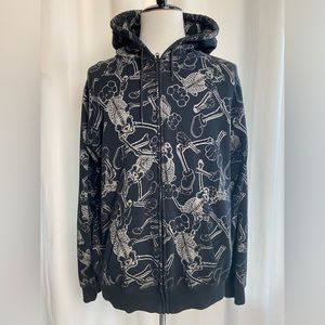 Vintage Kaws Original Fake Skeleton Black Men’s XL Hoody Medicom Toy Rare 2003